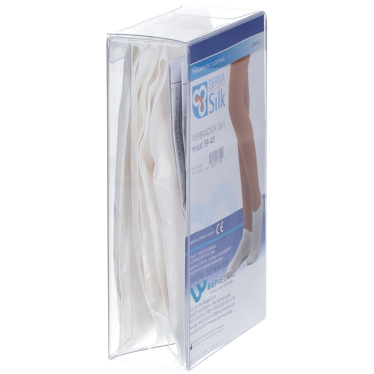 Verbandsöckchen in Verpackung. Marke Dermasilk. Größe 39-40. Medizinprodukt.