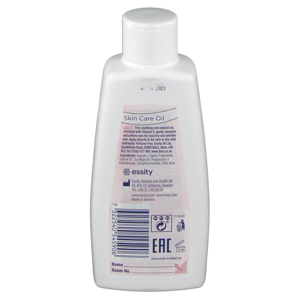 Dos du flacon blanc. Étiquette avec informations produit, ingrédients et coordonnées fabricant. Code EAN.