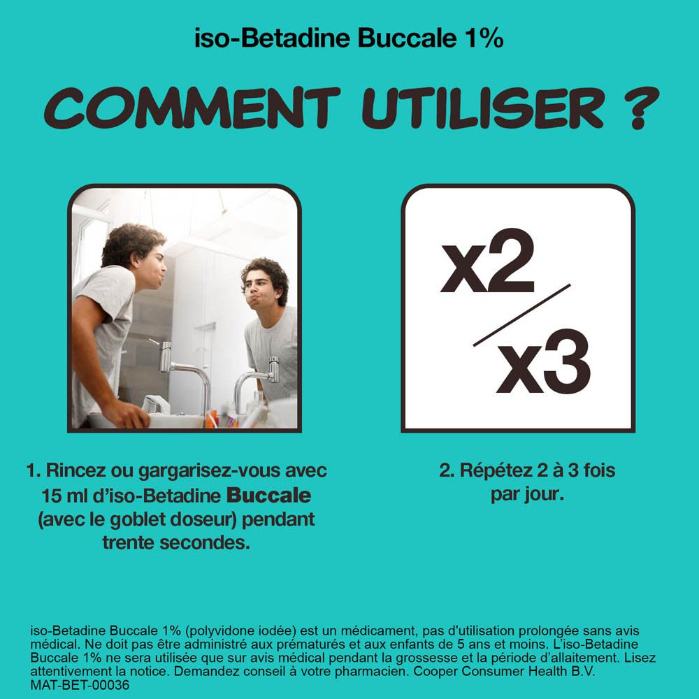 Visuel publicitaire avec flacon et homme se regardant dans le miroir. Texte : Comment utiliser ?