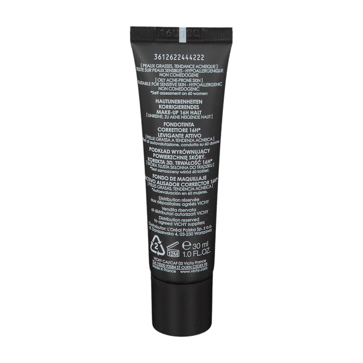 Dos du tube Vichy Dermablend 3D Correction Nr. 25 Nude. Informations sur le produit et ingrédients.