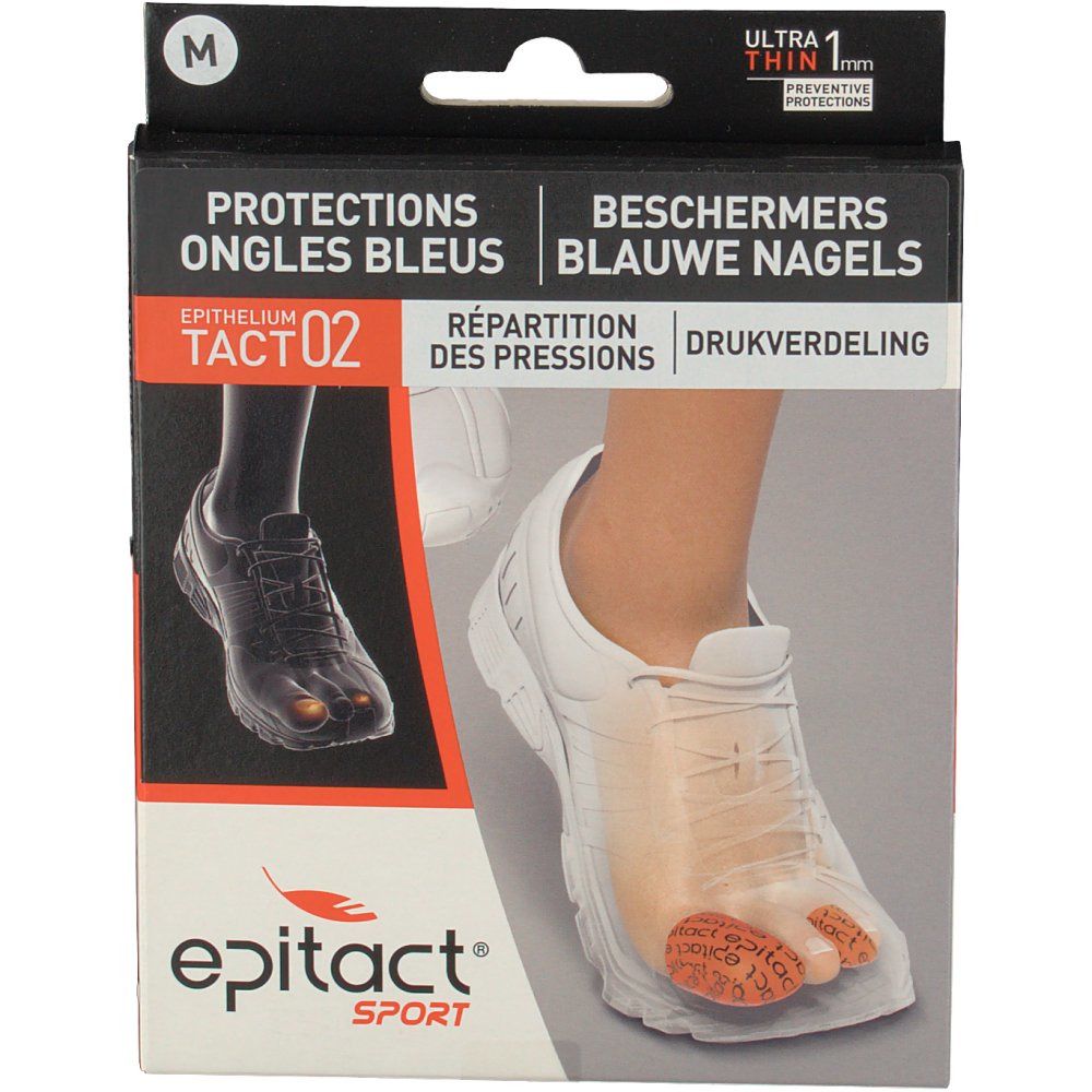 Verpakking Epitact Fingerling Gel Sport Medium. Zwarte doos met productafbeelding en tekst. Maat M.