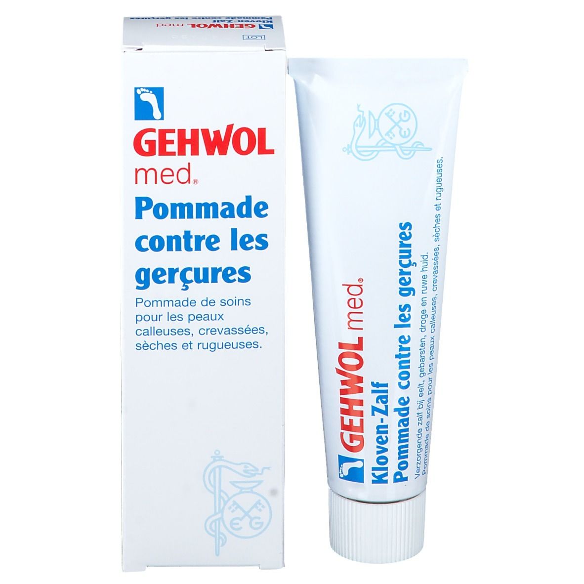 Productverpakking en tube. Verpakking met productnaam en logo. Tube met productnaam en toepassingsgebied.
