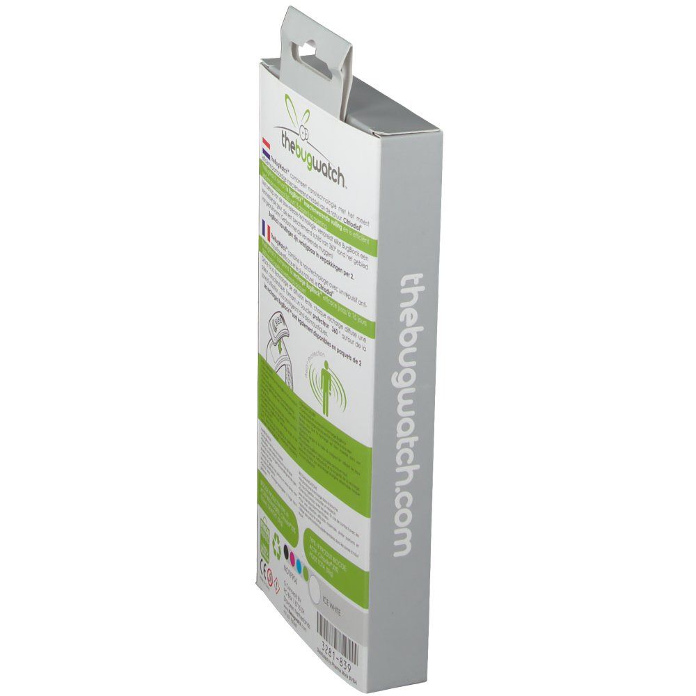 Vue latérale de l'emballage du produit. L'emballage porte la mention "thebugwatch.com".
