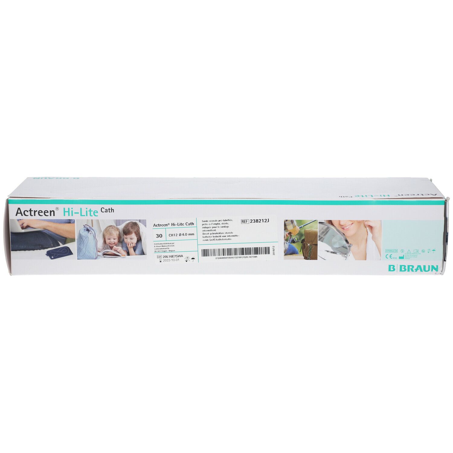 Verpakking Actreen Hi-Lite Cath. B. Braun logo. Opschriften: Actreen Hi-Lite Cath, 30, CH12, REF 2382122.