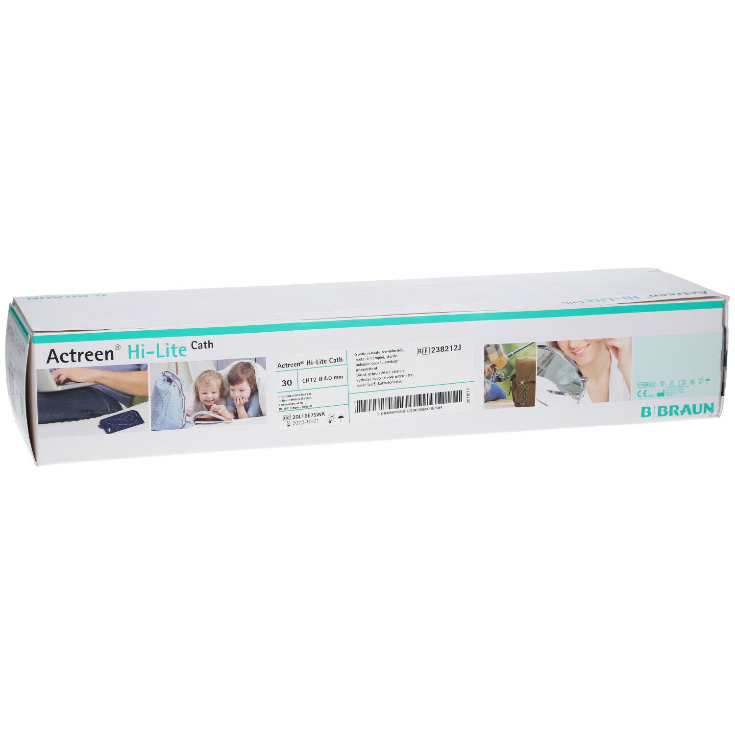Verpakking Actreen Hi-Lite Cath. B. Braun logo. Opschriften: Actreen Hi-Lite Cath, 30, CH12, REF 2382121.