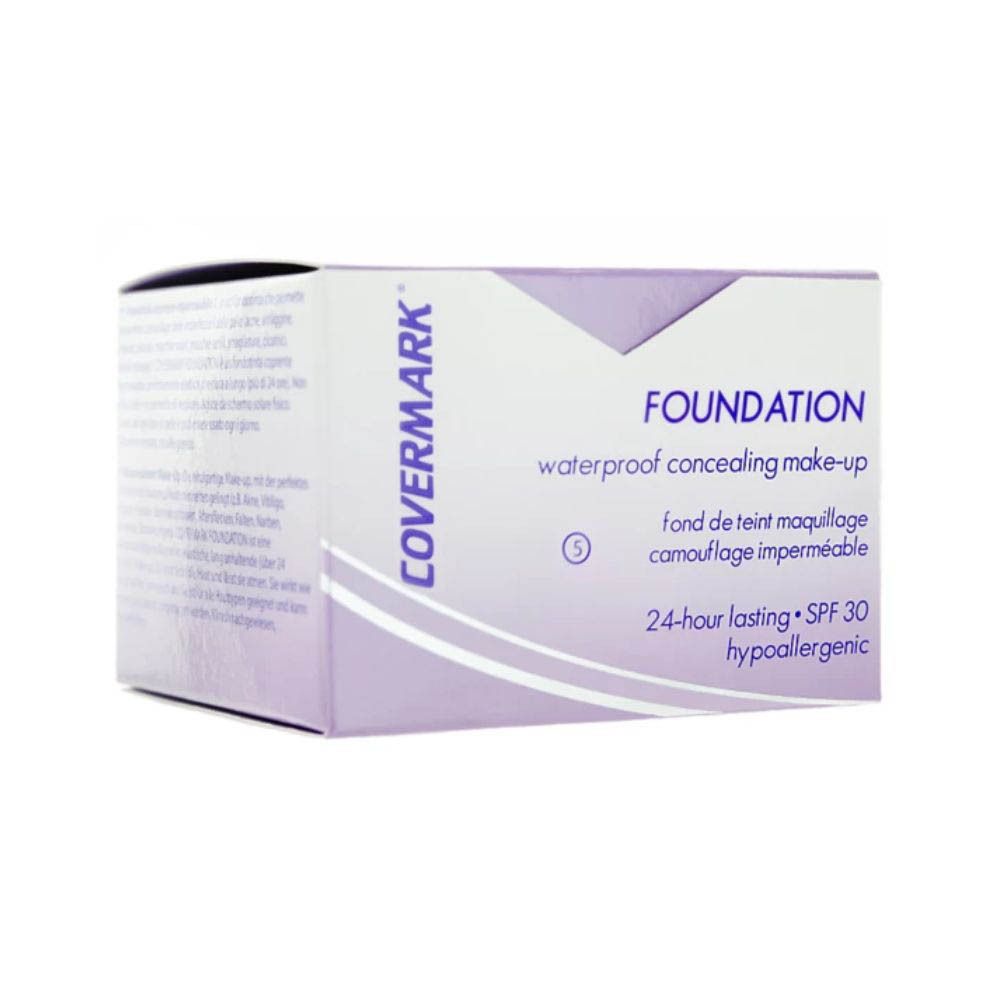 COVERMARK® Classic Foundation Nr. 8a. Emballage lilas. Texte: Foundation, résistant à l'eau, SPF 30, hypoallergénique. Marque visible.