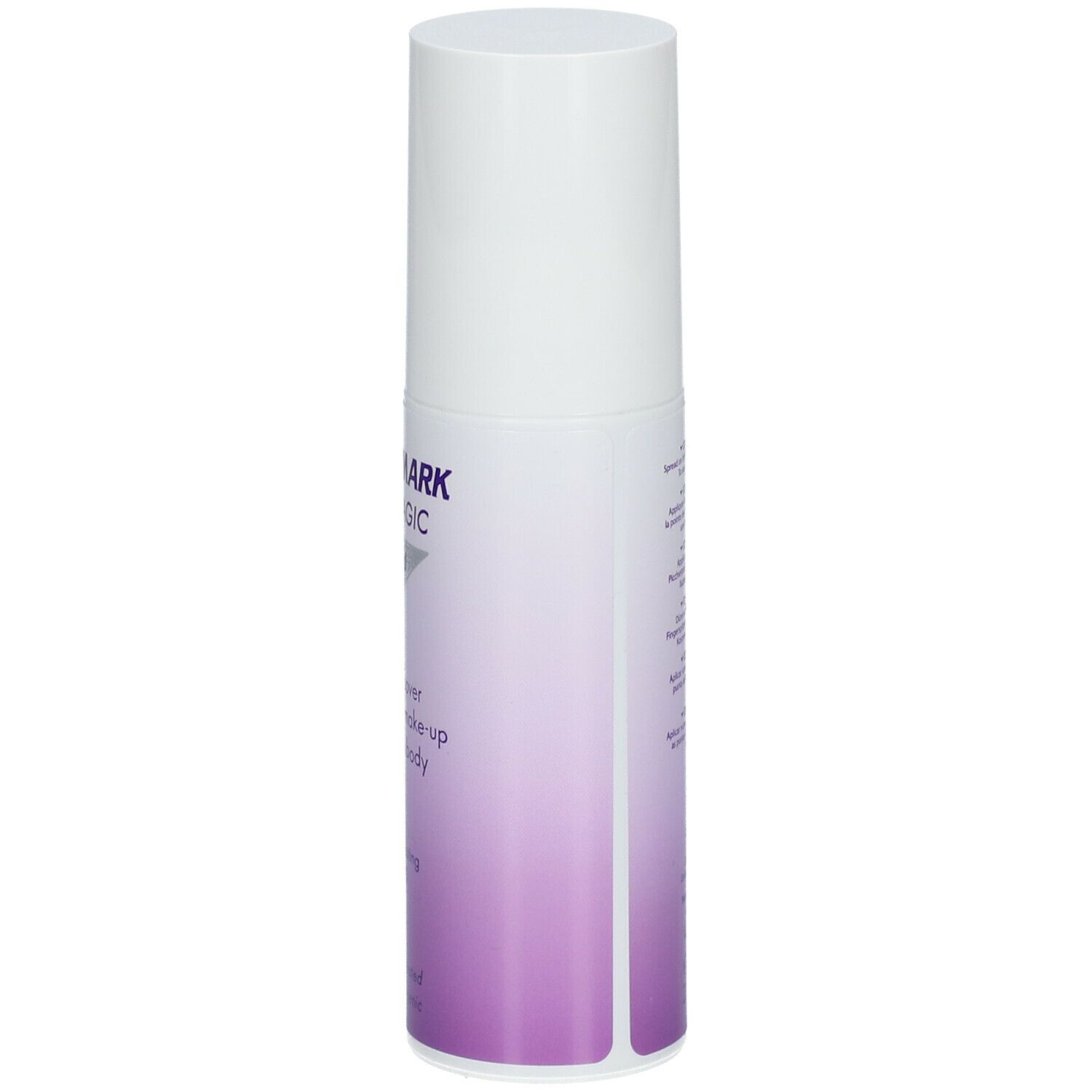COVERMARK Leg Magic Fluid. Weiße Flasche mit lila Farbverlauf. Text: Perfect cover waterproof make-up for legs & body. SPF 40.