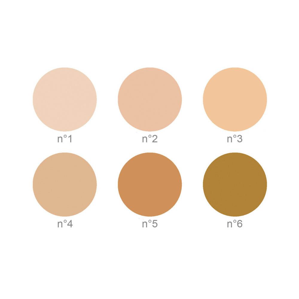 6 teintes rondes de COVERMARK® Concealer. De clair à foncé : Nr. 1, 2, 3, 4, 5, 6.