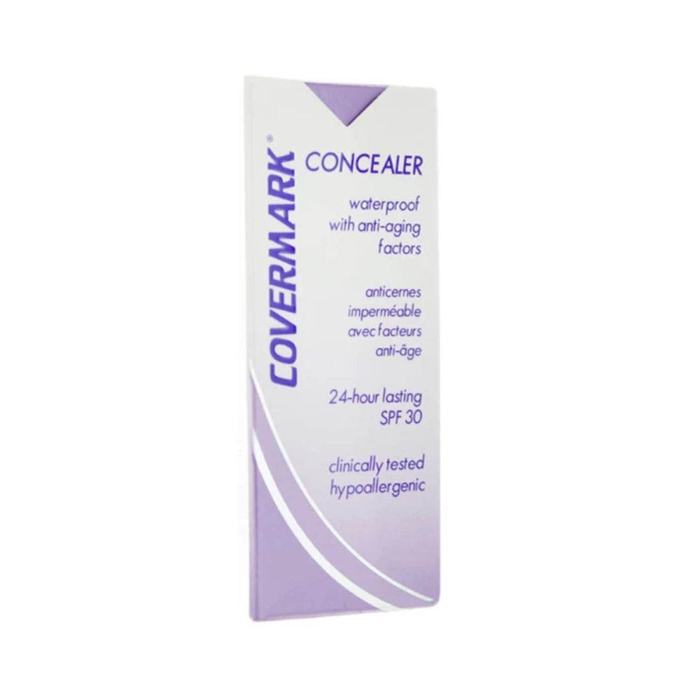 Emballage COVERMARK® Concealer Nr. 1. L'emballage indique : Concealer, résistant à l'eau, avec facteurs anti-âge.