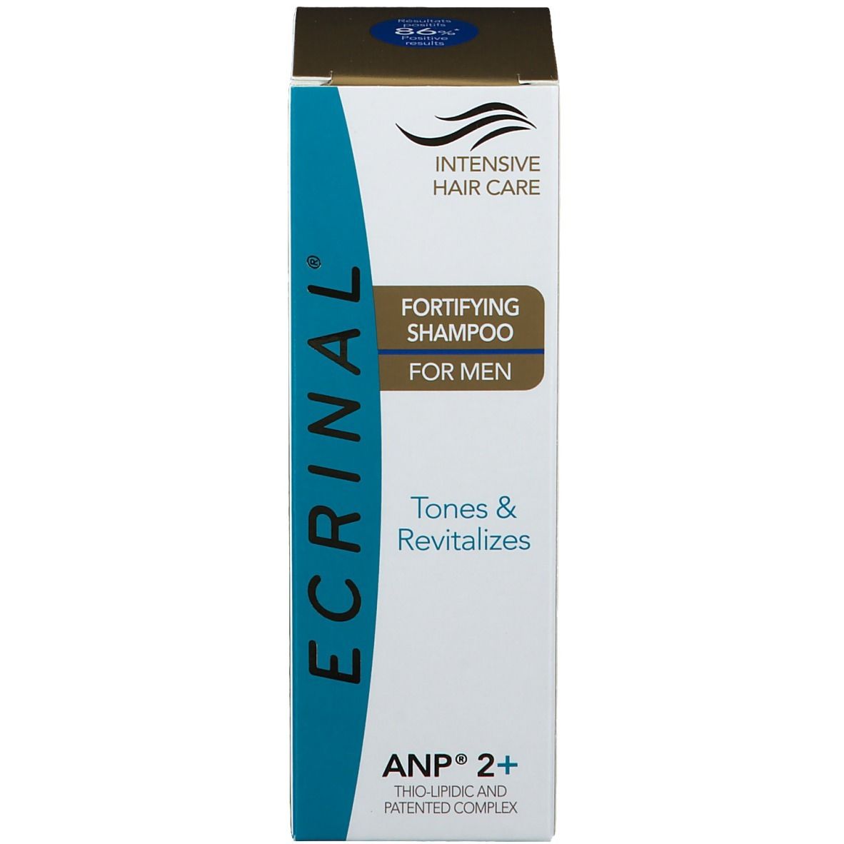 Emballage produit. Shampooing pour hommes. Boîte avec logo Ecrinal et nom du produit.