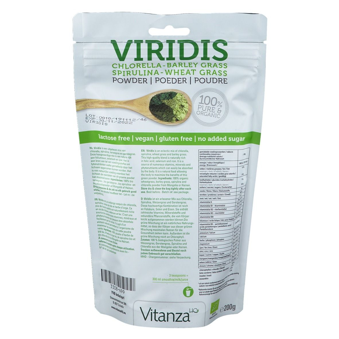 Vitanza HQ Superfood Viridis 200 g Früchte