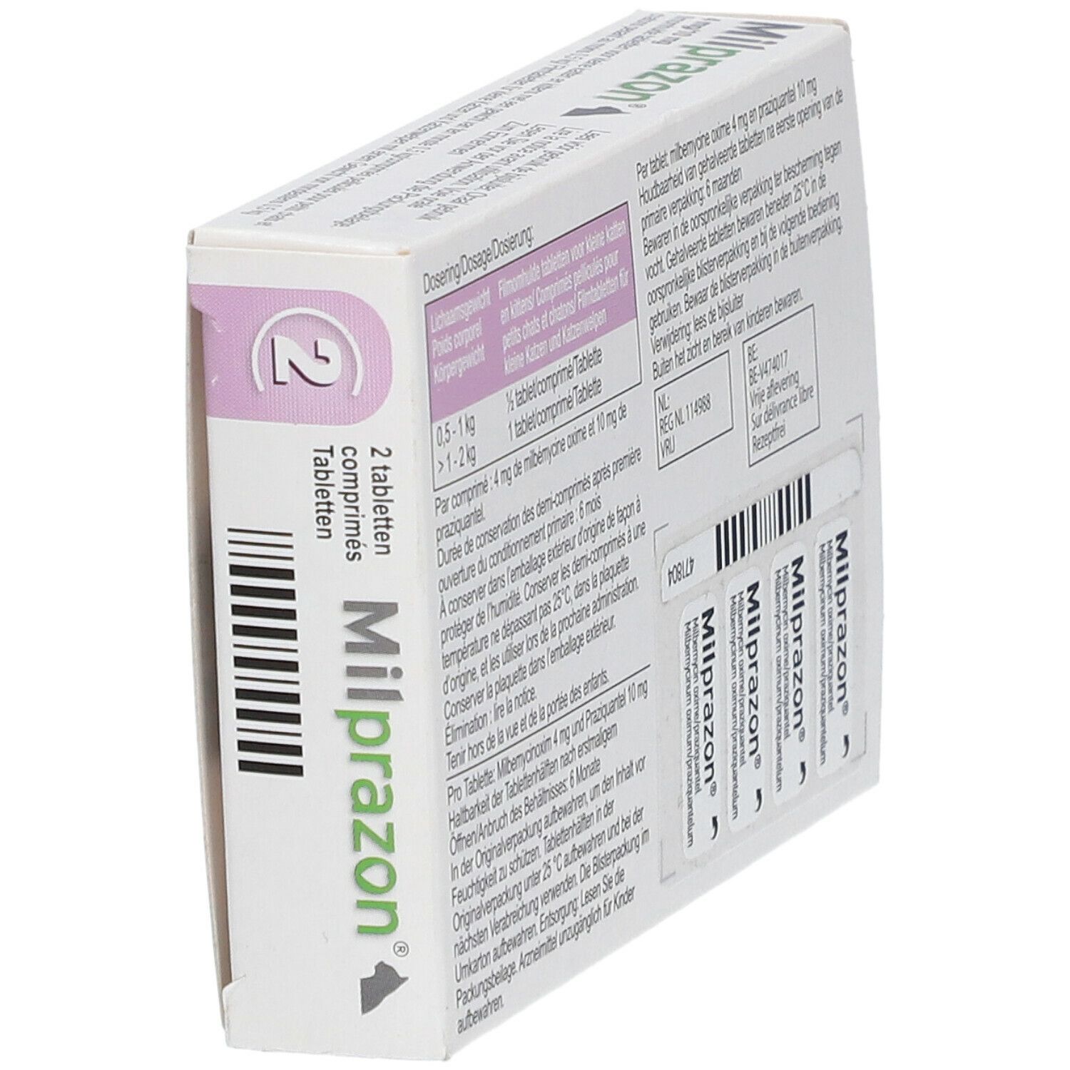 Boîte avec nom du produit et dosage. Contient 2 comprimés. 4mg/10mg.