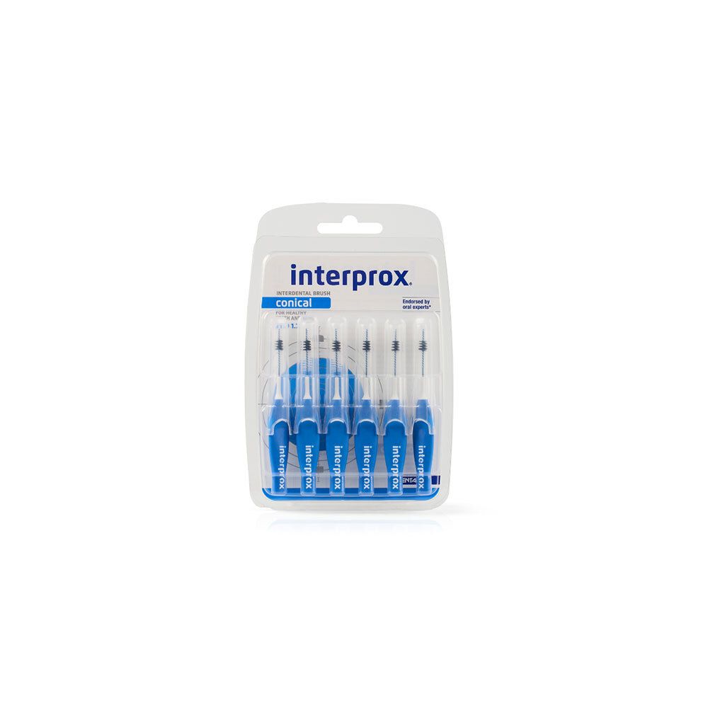 Brosses interdentaires bleues coniques, emballage blister. Marque Interprox.