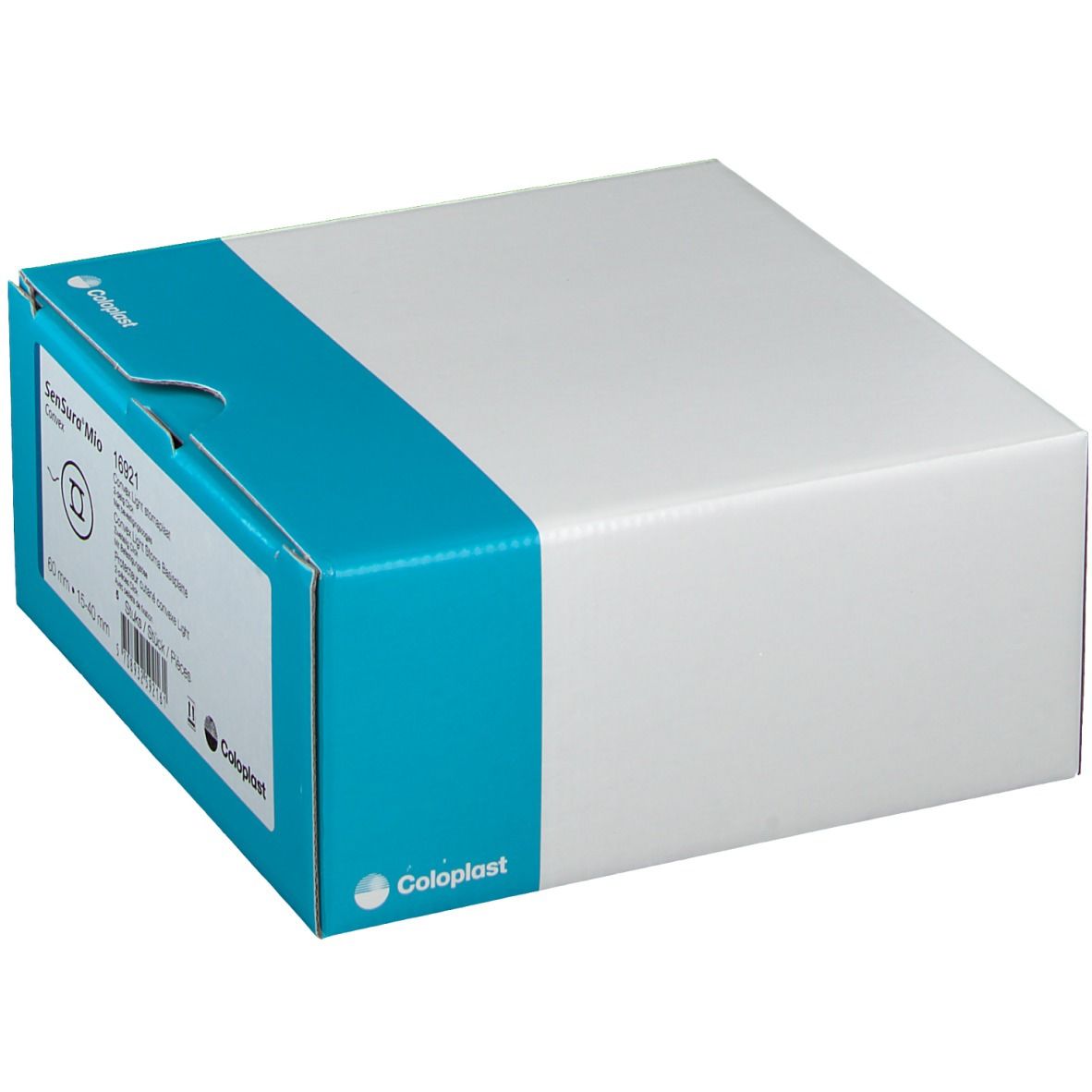 Verpakking van Sensura Mio light Click. Wit en blauw doosje met productinfo en logo.