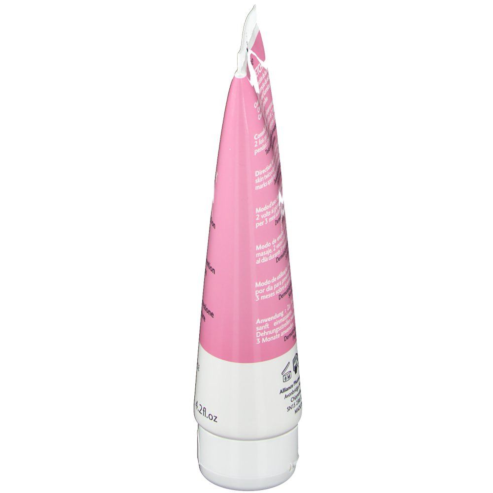 Roze tube KELO-STRETCH® Crème. Meertalige tekst. 125 ml. Witte sluiting.