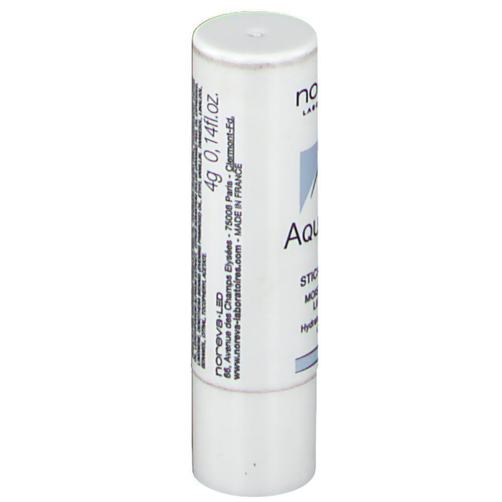 Weißer Lippenpflegestift mit blauer Schrift und Angabe von 4g.