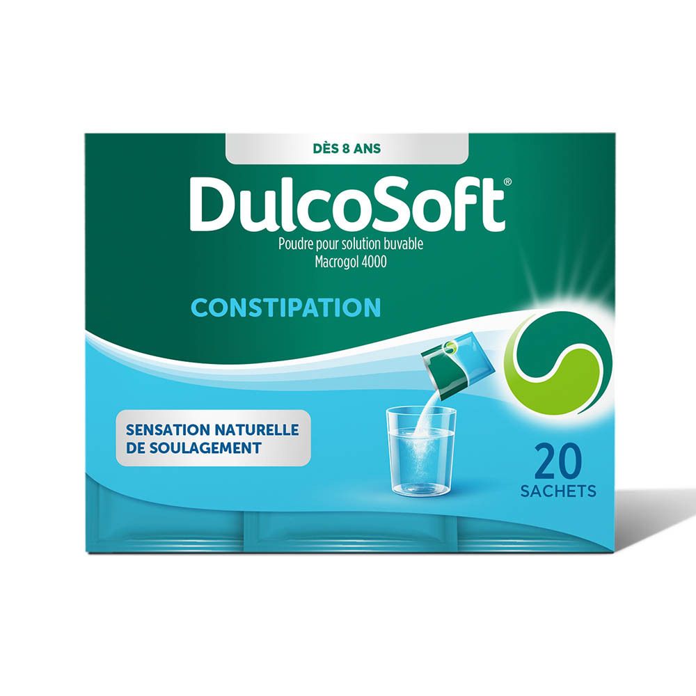 Boîte de 20 sachets. Nom et logo du produit. Dès 8 ans.