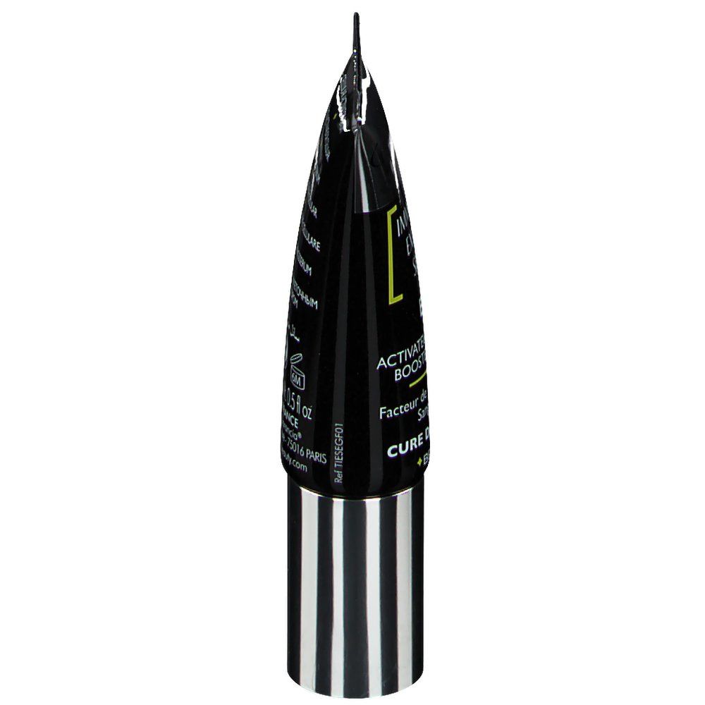 Tube noir, pointu. Bouchon argenté. Inscription: Activateur Cellulaire Booster Anti-Âge. 15 ml.