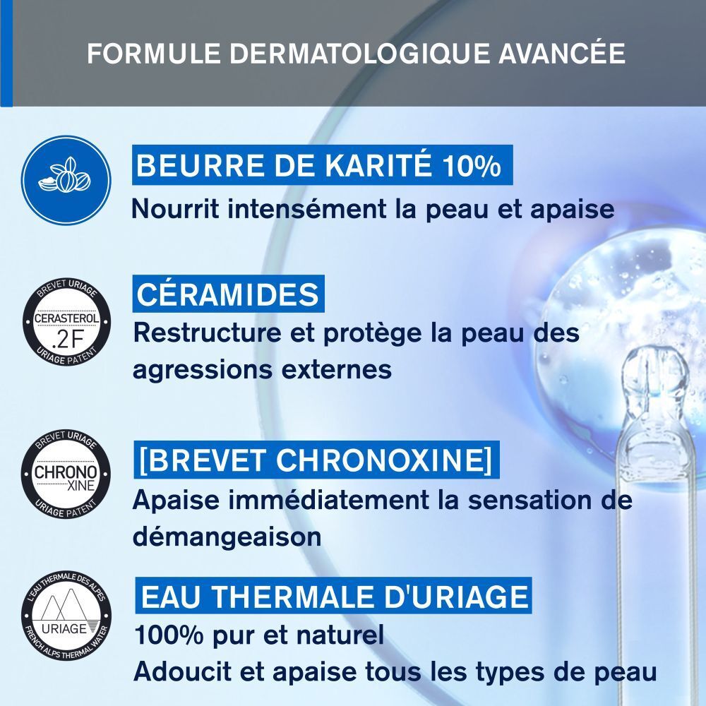 Tube blanc. Uriage, Xémose Crème Visage. Texte en français. Pour peaux sèches.