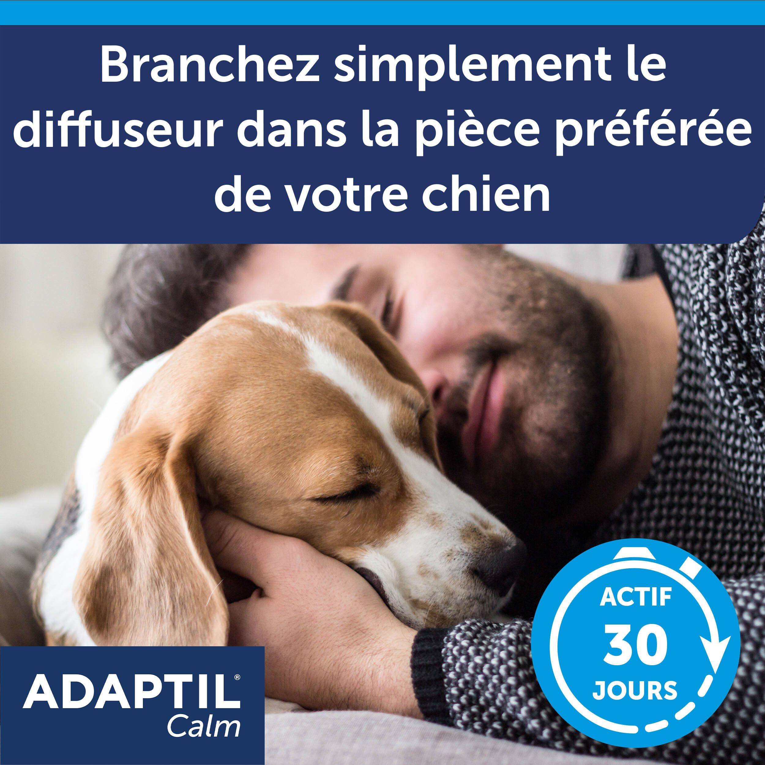 Diffuseur et flacon ADAPTIL Calm. Boîte avec image.