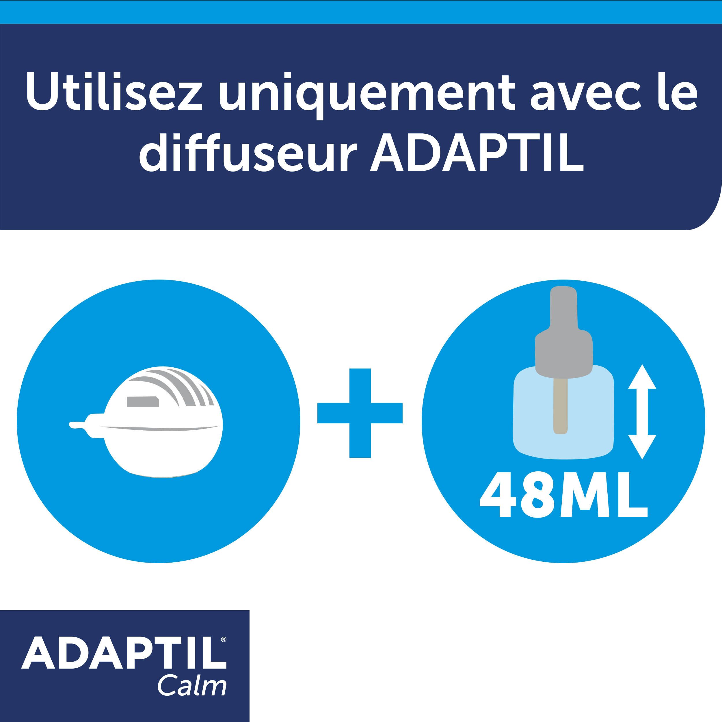 Diffuseur et flacon ADAPTIL Calm. Boîte avec image.