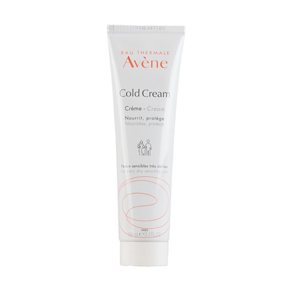 Weiße Tube mit Aufschrift "Eau Thermale Avène Cold Cream". Für sehr trockene, empfindliche Haut.