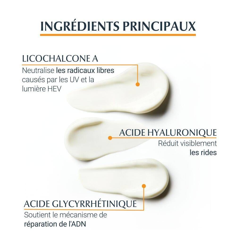 Texte: Ingrédients principaux: Licochalcone A, Acide hyaluronique, Acide glycyrrhétinique.