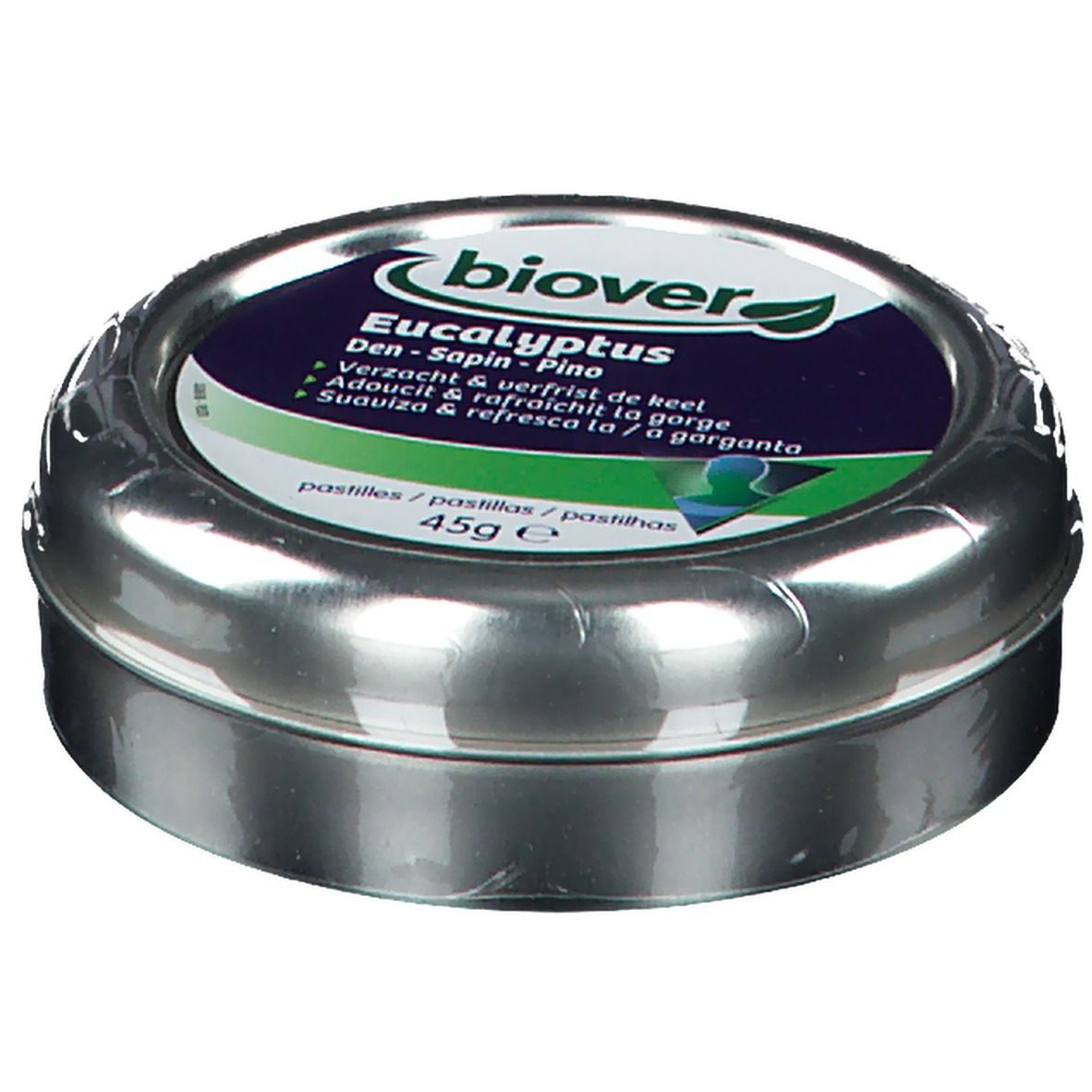 Boîte ronde avec "biover Eukalyptus".