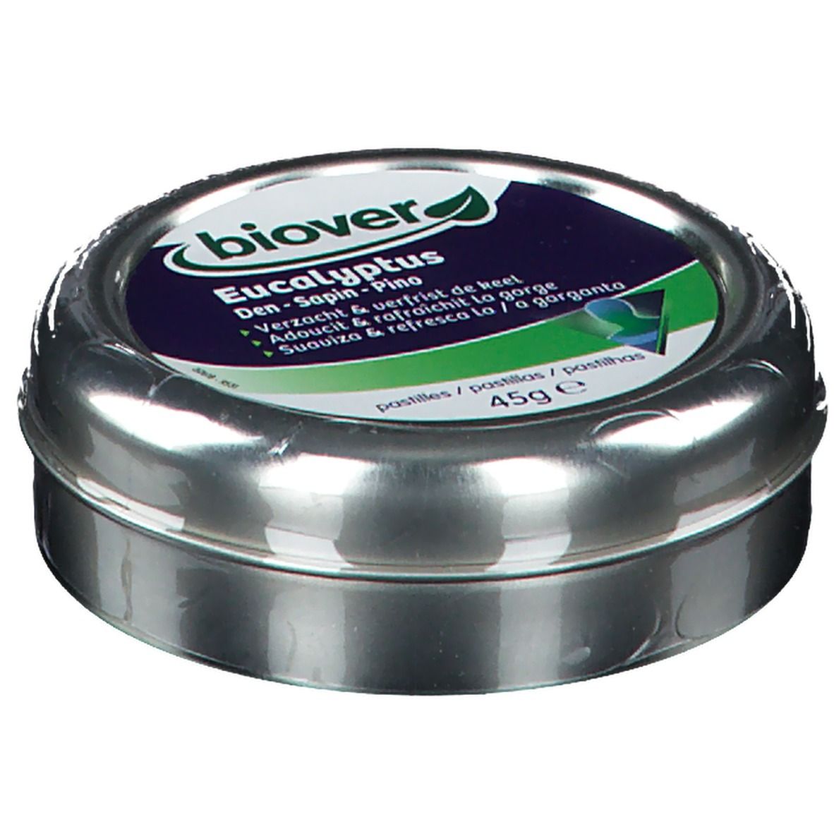 Boîte ronde avec "biover Eukalyptus".