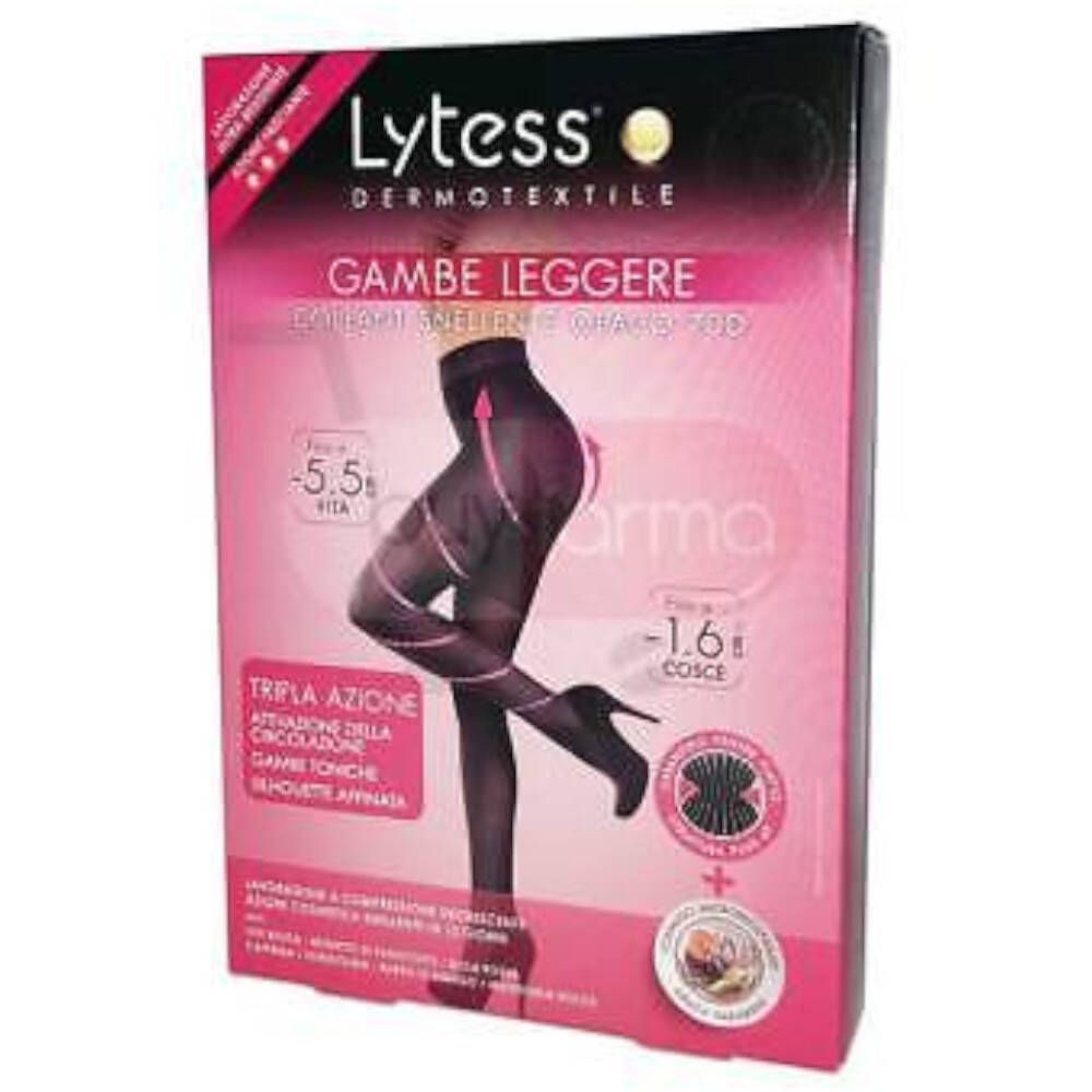 Boîte de collants. Design rose et noir. Nom du produit et logo visibles. Graphique d'une femme en collants.