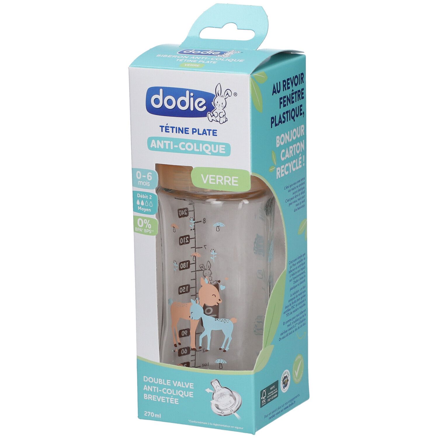 Dodie Zuigfles van Glas Sensation Beige Hinde 270 ml Flaschen