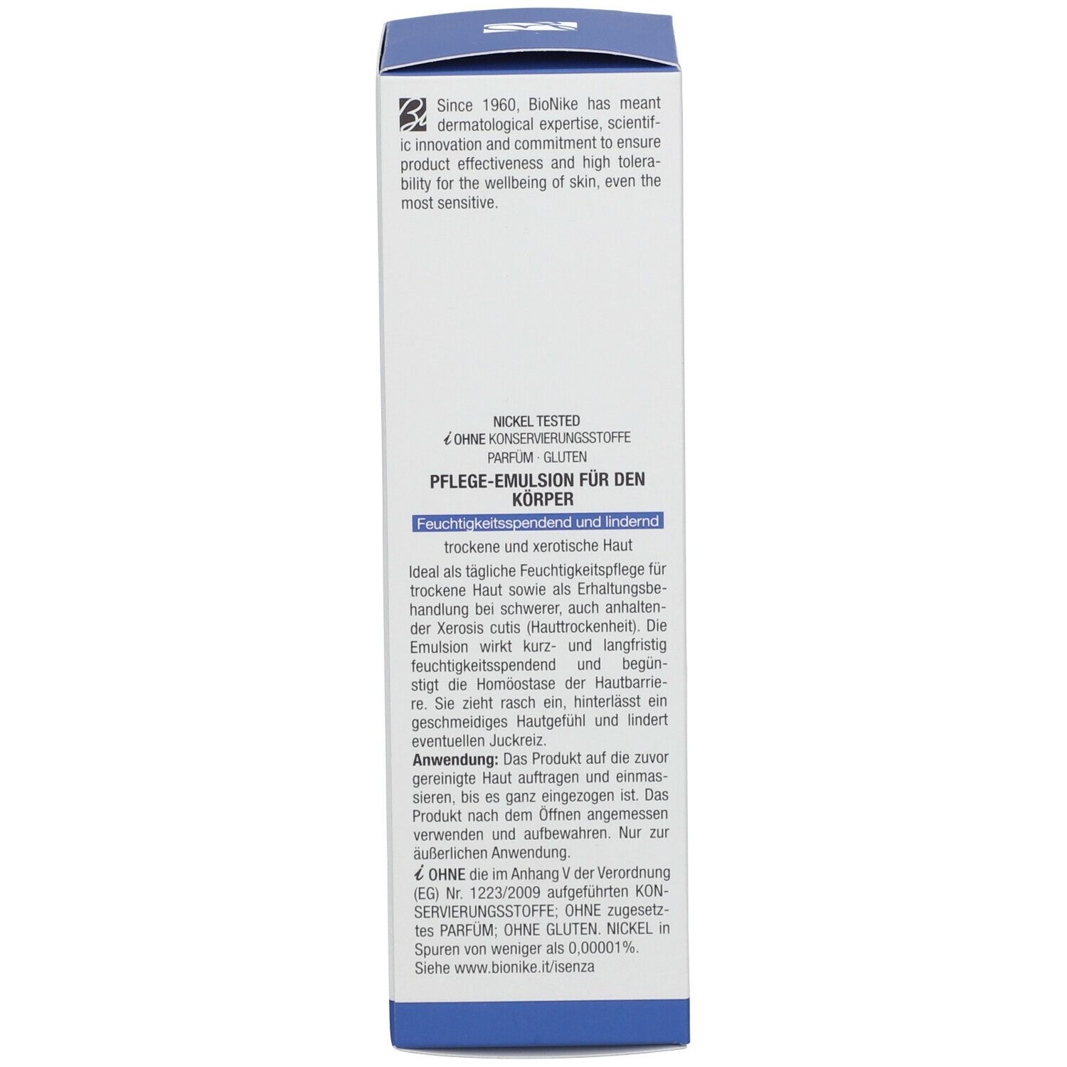 Côté de l'emballage du produit. Texte multilingue. Contient des informations sur le produit et la marque.