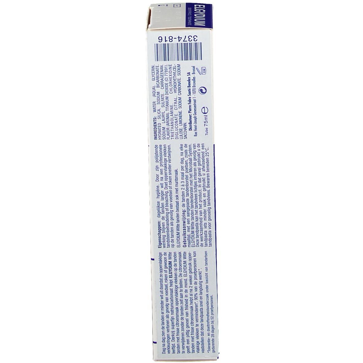 Kartonverpackung mit Text und Barcode. Enthält 75ml.