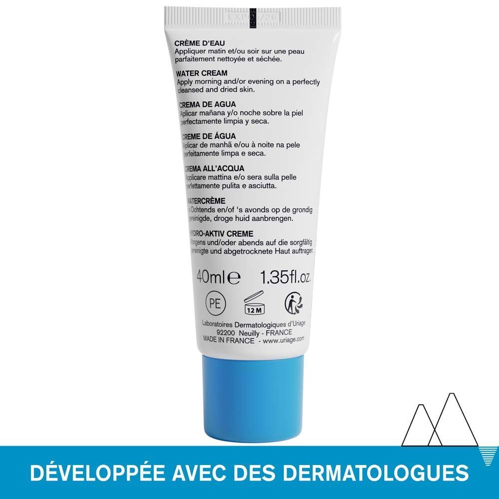 Boîte blanche. Inscription Uriage Eau Thermale. Crème d'eau, Water cream. 40ml.