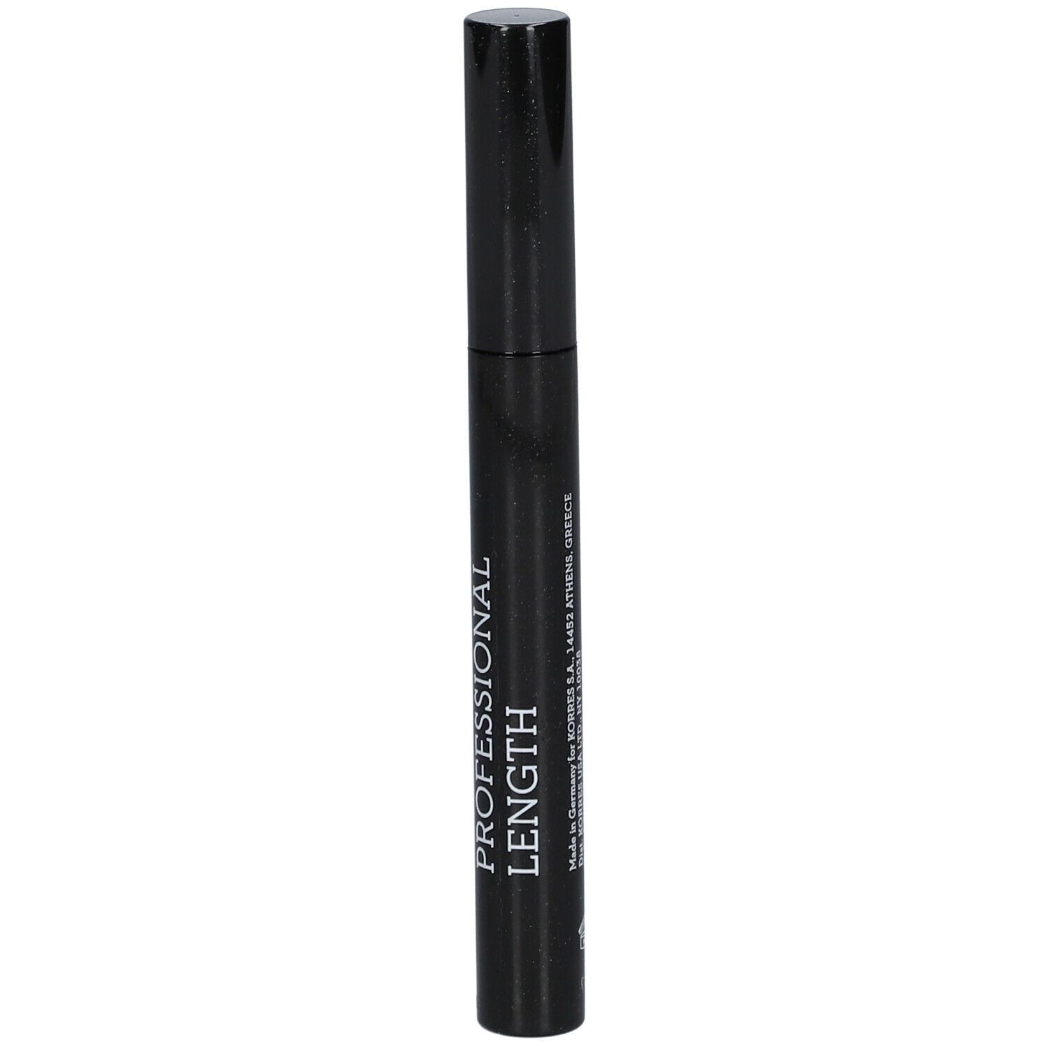 Zwarte mascara-tube met zwarte dop. Opschrift: PROFESSIONAL LENGTH.