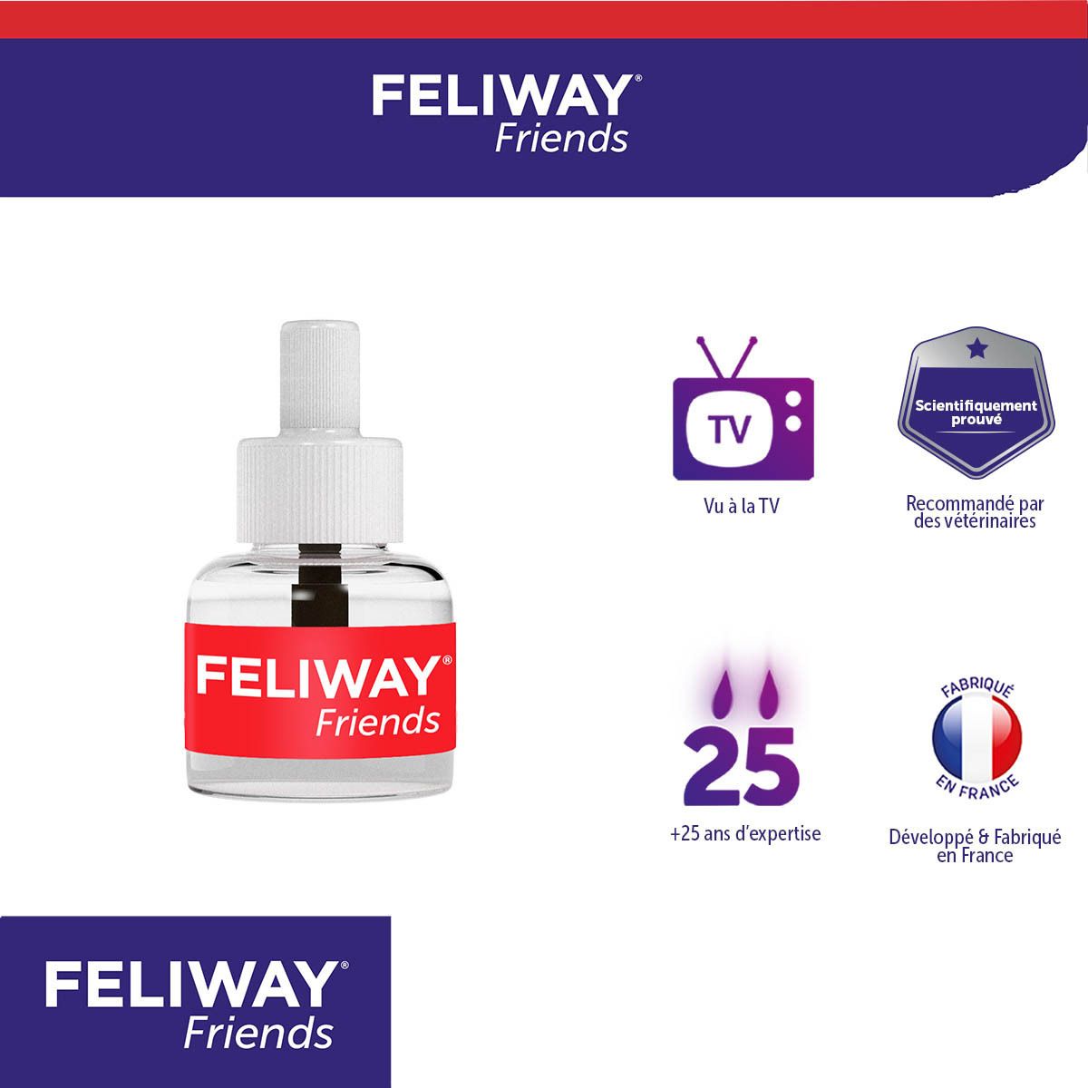 Diffuseur et flacon FELIWAY FRIENDS. Texte : 30 jours, 48 ml.