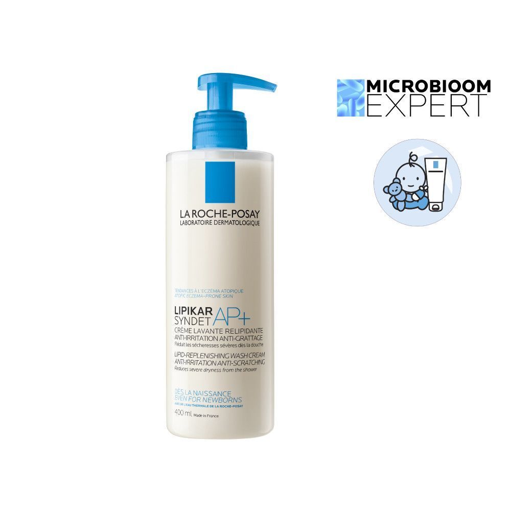 Drie producten: Lipikar Syndet AP+, Lipikar Baume AP+M en Lipikar Eczema MED. Vergelijking van de producten.
