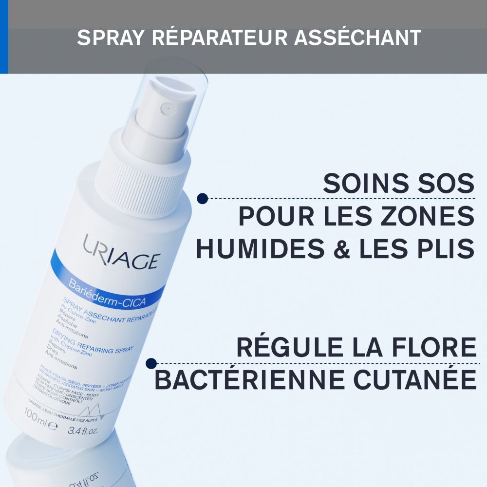 Gros plan. Texte: Formule dermatologique avancée. Cuivre-Zinc, Smectite, Glycérine, Brevet TLR2-REGUL.