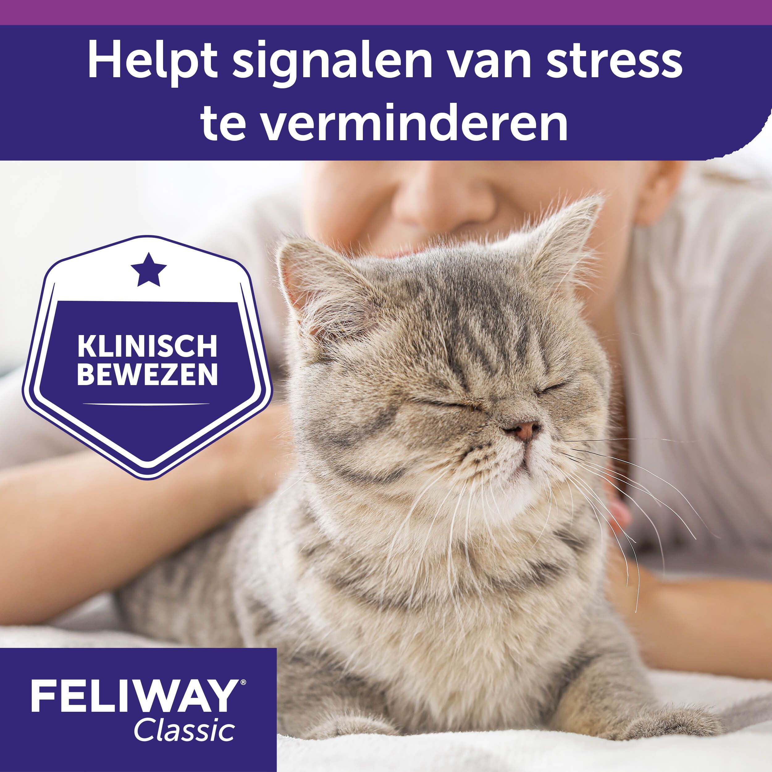 FELIWAY Classic Spray flesje en doos. Opschrift: 16 toepassingen. Flesje met verstuiver. 20 ml.