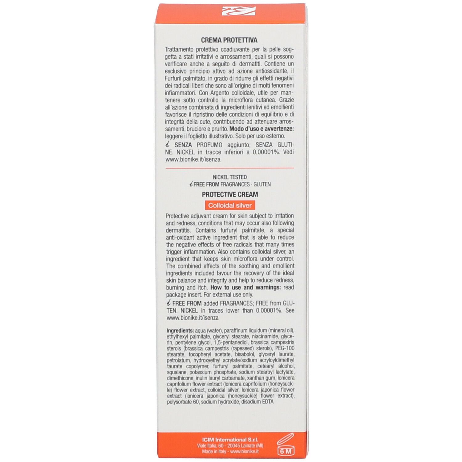 Emballage en carton avec informations sur le produit et ingrédients. Contient du texte en anglais.
