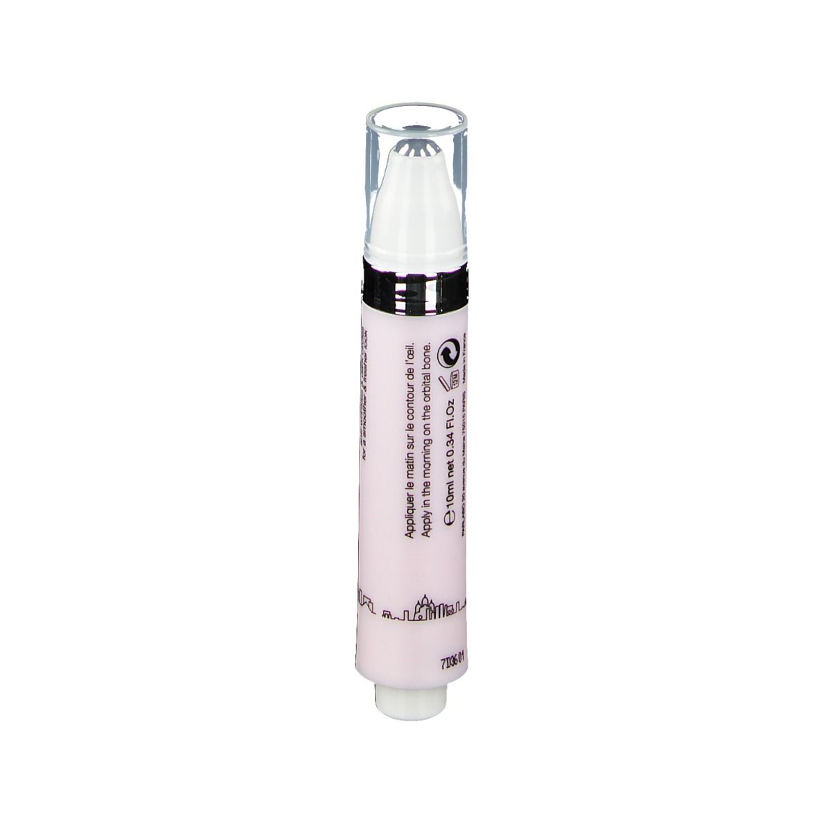 Roze roll-on met witte applicator en transparante dop. Opschrift SAMPAR en tekst.
