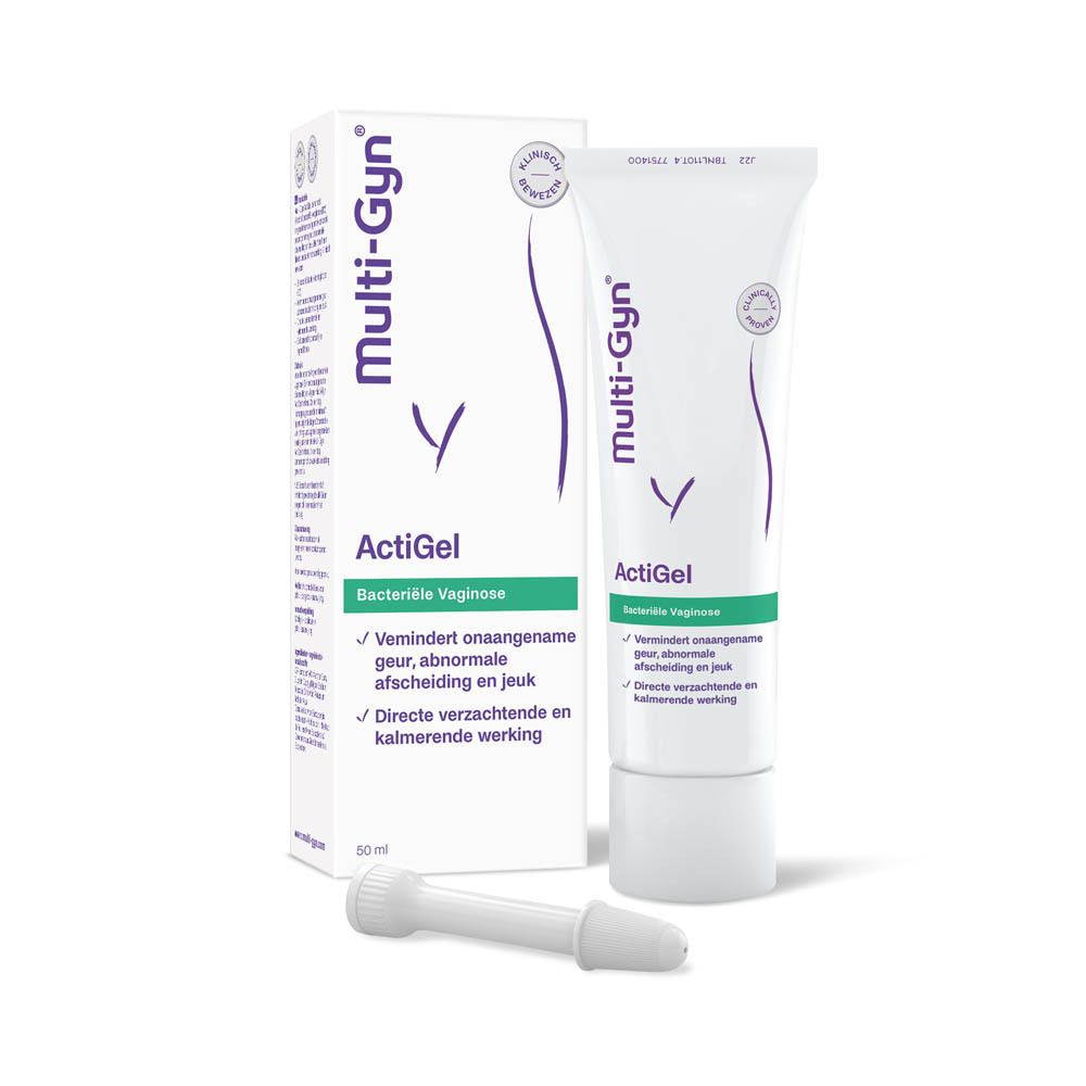 Tube ActiGel. Multi-Gyn en ActiGel zijn zichtbaar. Klinisch bewezen.