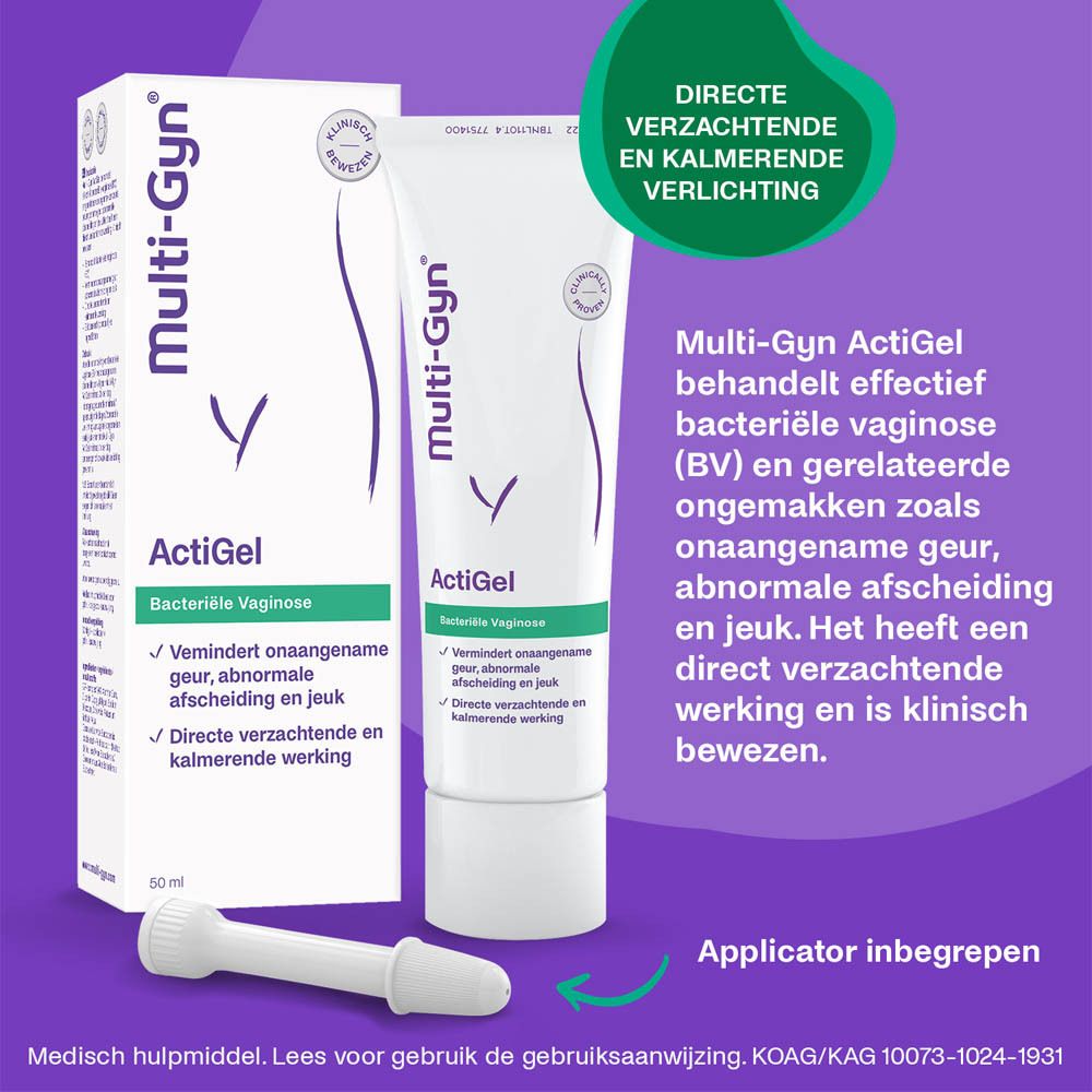 Achterkant van de tube ActiGel. Informatie in meerdere talen.