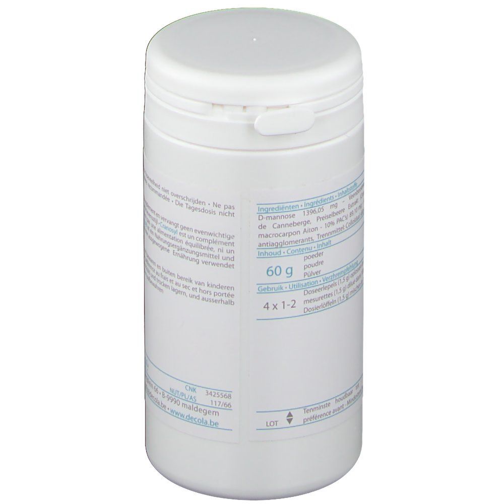 Boîte blanche avec couvercle. Texte sur le côté. Inscription "60 g" et "4 x 1-2".