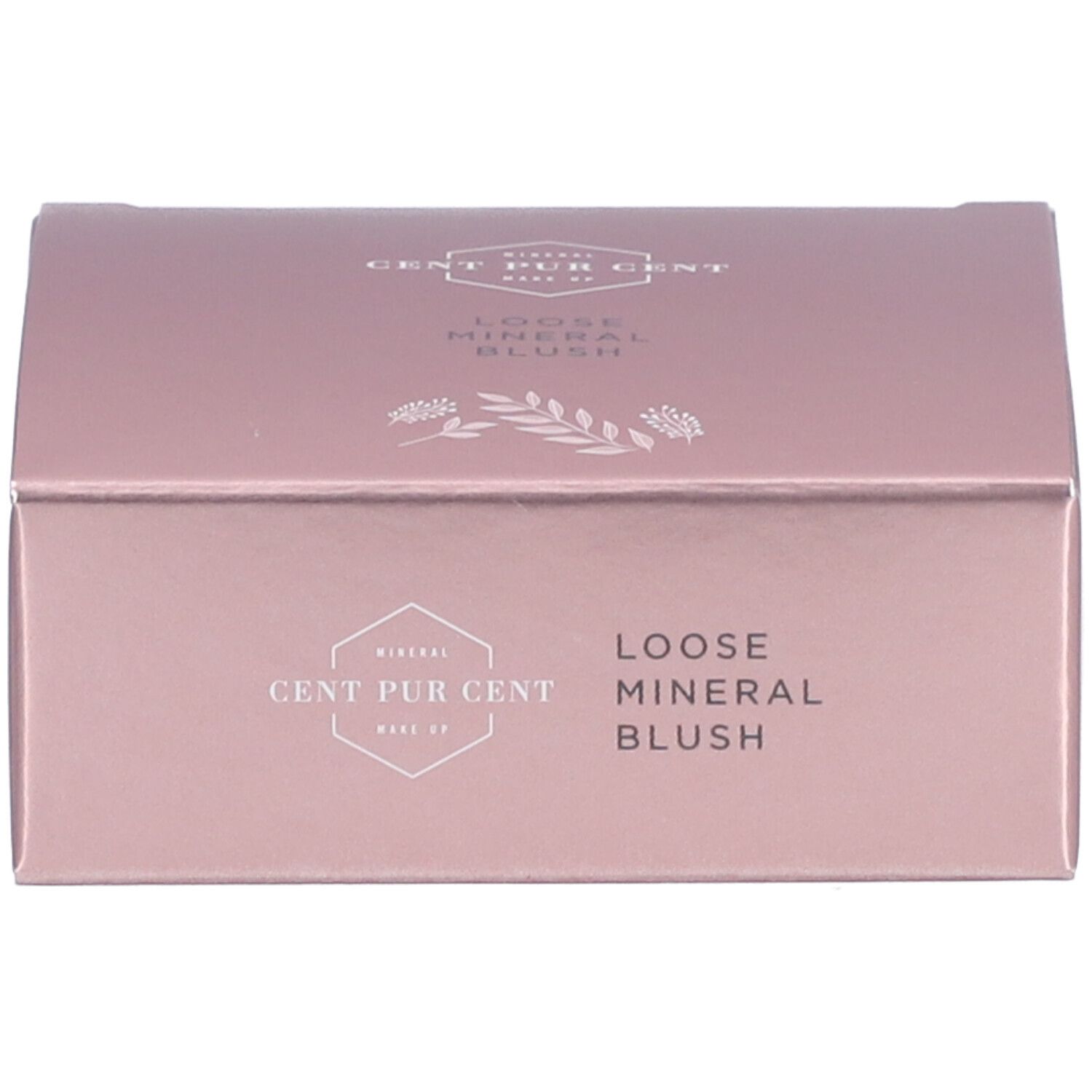 Emballage du produit. Inscription : CENT PUR CENT. Blush minéral libre.
