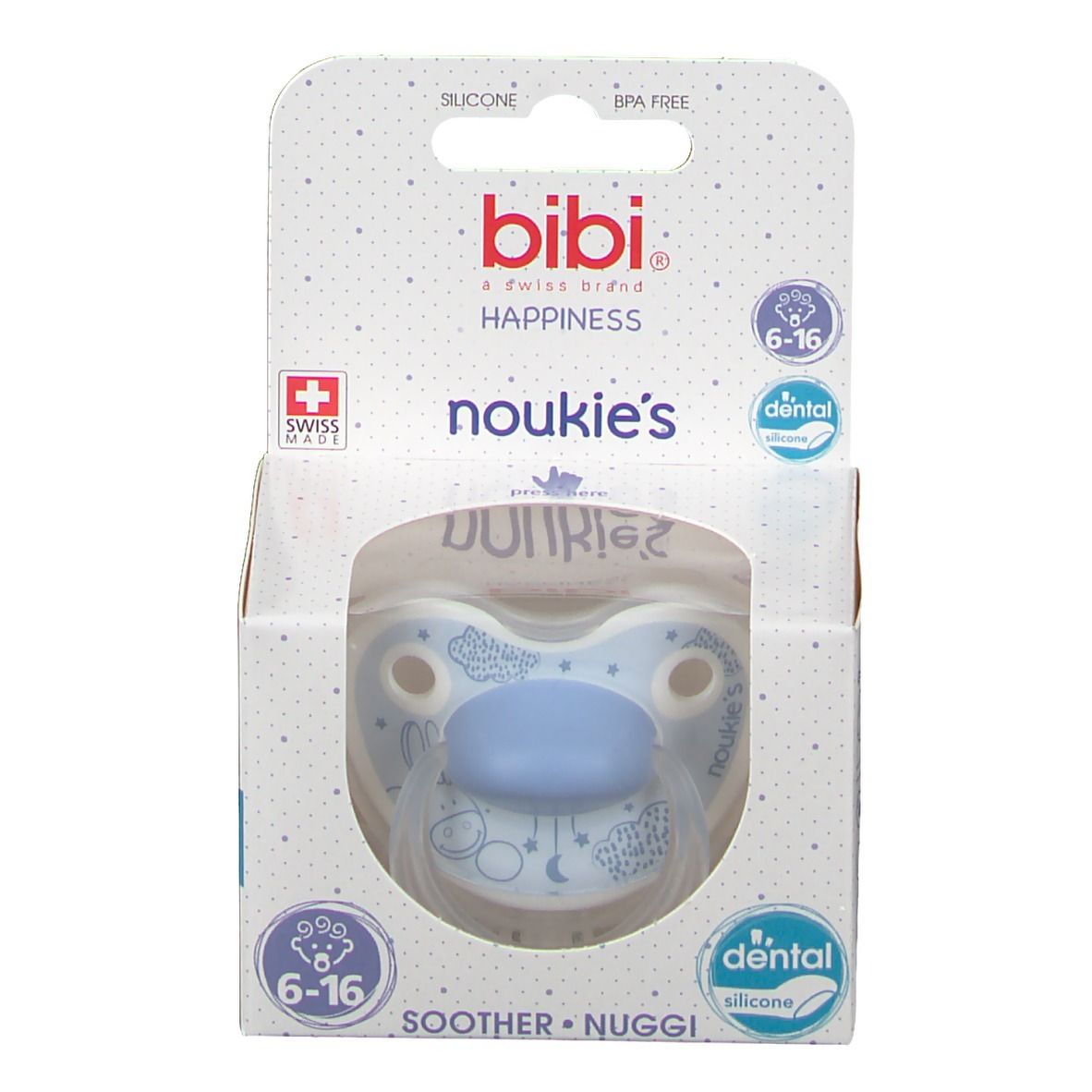 Nuby Bowtie Ciuccio Classico Ovale 6-12 Mesi | Con Protuberanze Per Massaggiare Le Gengive