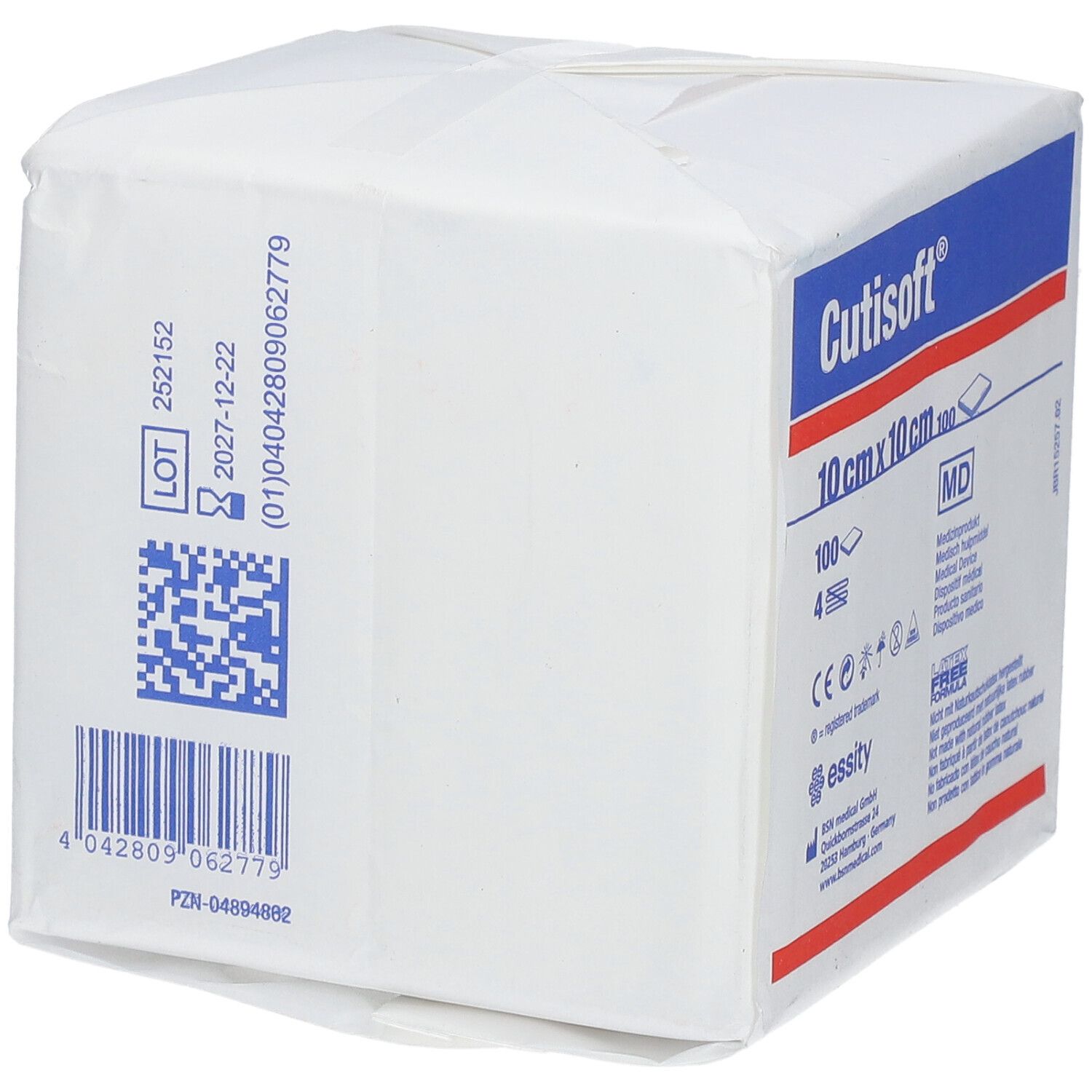 Emballage de compresses Cutisoft®, 10 cm x 10 cm. Marque MD.