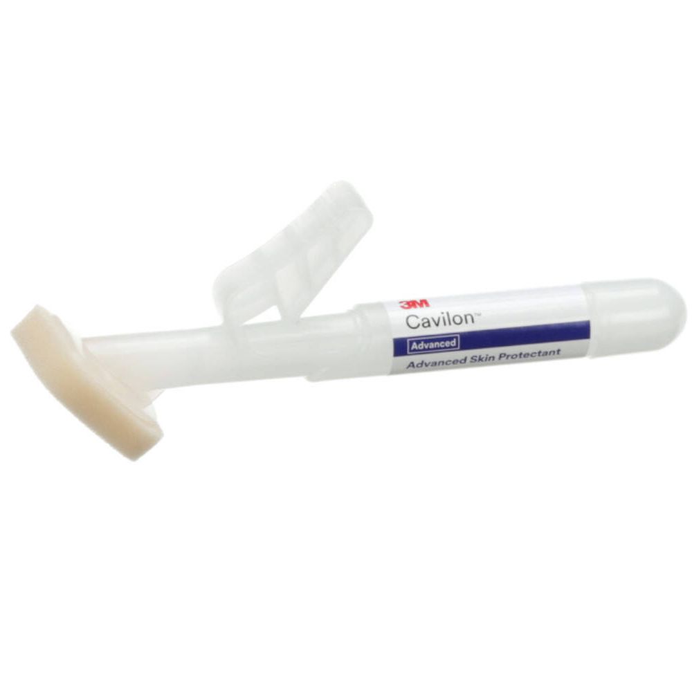 Applicateur de 3M Cavilon Advanced Skin Protectant. Applicateur blanc avec embout éponge et capuchon.