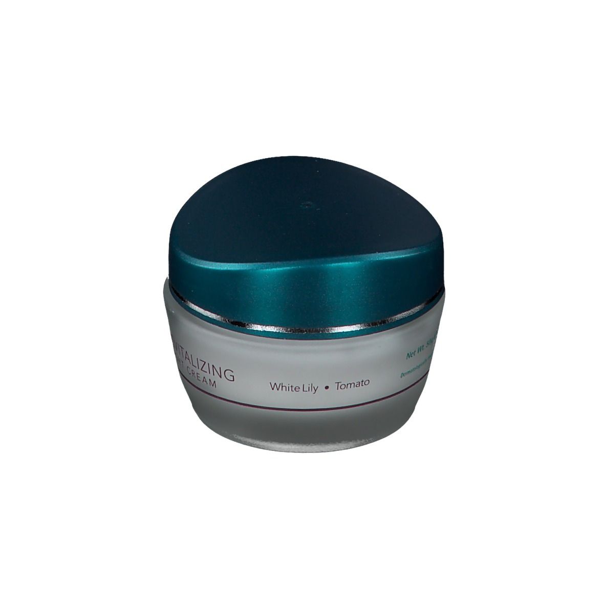 Crèmepot met blauw deksel. Opschrift: Himalaya Herbals Revitalizing Night Cream. Met ingrediënten.