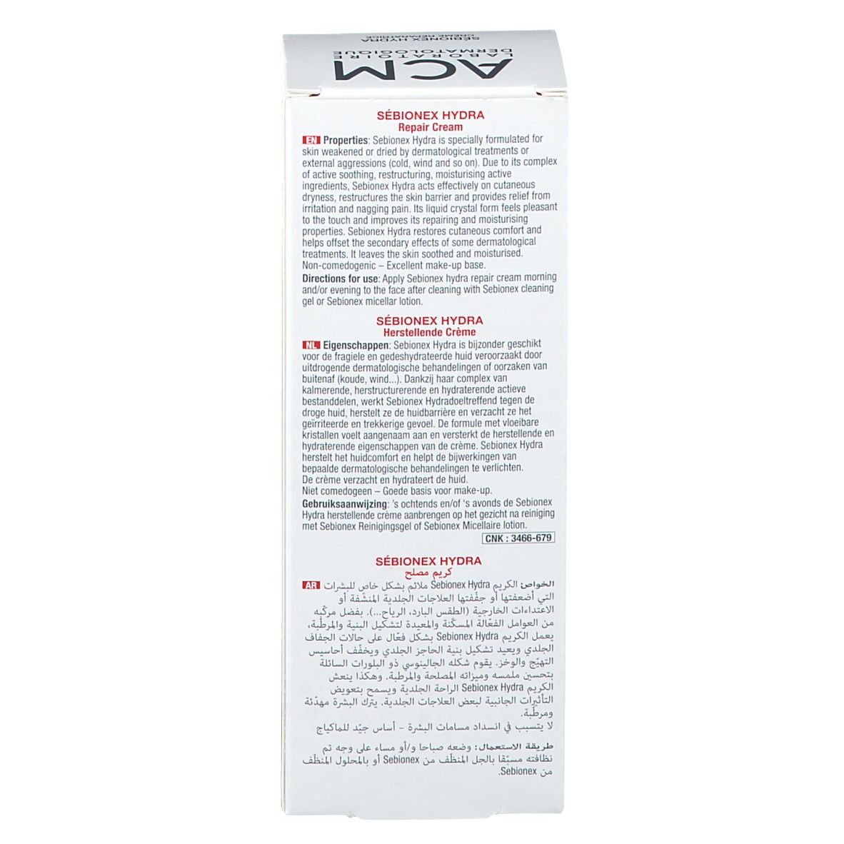 Sebionex Hydra Repair Creme: Informationen auf Deutsch.